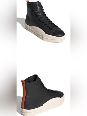 Adidas Y-3 Yuben Mid Black Orange FX0568 Leather Sneakers Sz 4.5Y / 6 Women's
